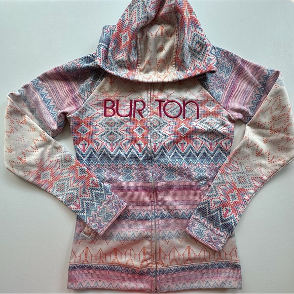 Burton Pink Hooded Fleece Winter Ski Coat Jacket‎ Full Zip Women’s XS Pockets